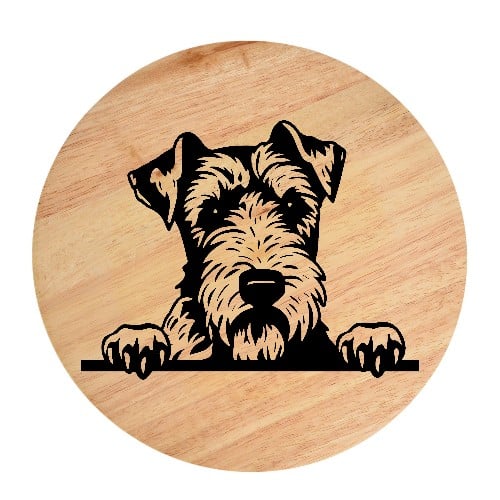 Tablou gravat pe lemn, caine rasa 'LAKELAND TERRIER'
