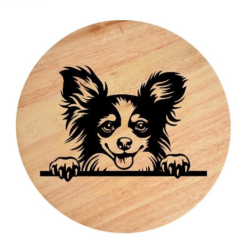 Tablou gravat pe lemn, caine rasa 'LONG HAIRED CHIHUAHUA'