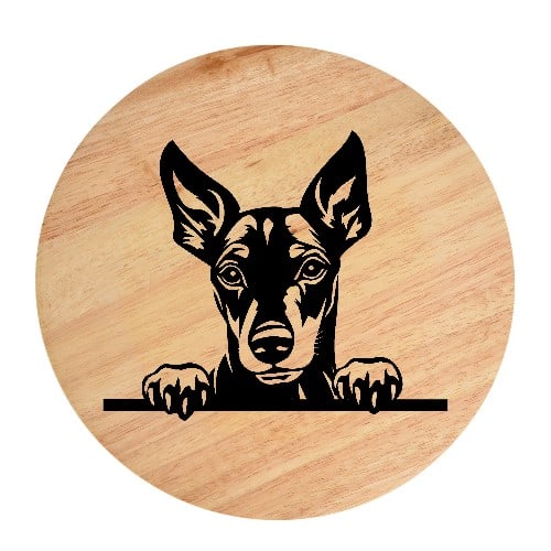 Tablou gravat pe lemn, caine rasa 'MANCHESTER TERRIER'