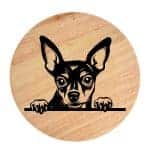 Tablou gravat pe lemn, caine rasa 'MINIATURE PINSCHER'