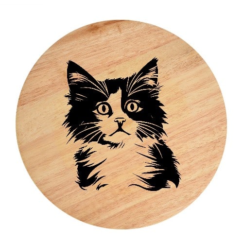 Tablou gravat pe lemn, pisica rasa  'Munchkin 1'