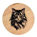Tablou gravat pe lemn, pisica rasa  'Norwegian Forest Cat 1'