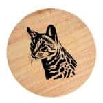 Tablou gravat pe lemn, pisica rasa  'Ocicat 2'