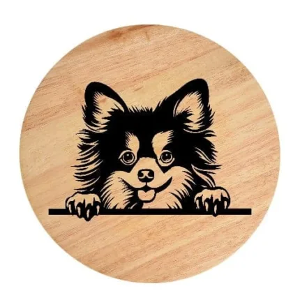 Tablou gravat pe lemn, caine rasa 'POMERANIAN'