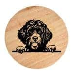 Tablou gravat pe lemn, caine rasa 'PORTUGUESE WATER DOG'