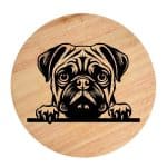 Tablou gravat pe lemn, caine rasa 'PUG'