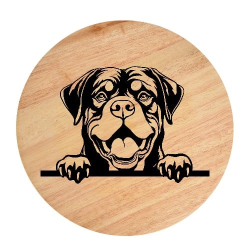 Tablou gravat pe lemn, caine rasa 'ROTTWEILER'