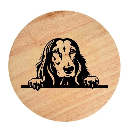 Tablou gravat pe lemn, caine rasa 'SALUKI'