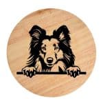 Tablou gravat pe lemn, caine rasa 'SHETLAND SHEEPDOG'