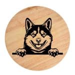 Tablou gravat pe lemn, caine rasa 'SHIBA INU'