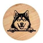 Tablou gravat pe lemn, caine rasa 'SIBERIAN HUSKY'