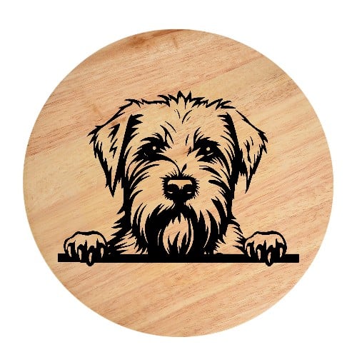 Tablou gravat pe lemn, caine rasa 'SOFTCOATED WHEATEN TERRIER'