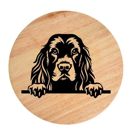 Tablou gravat pe lemn, caine rasa 'SUSSEX SPANIEL'
