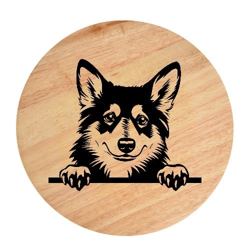 Tablou gravat pe lemn, caine rasa 'SWEDISH VALLHUND'