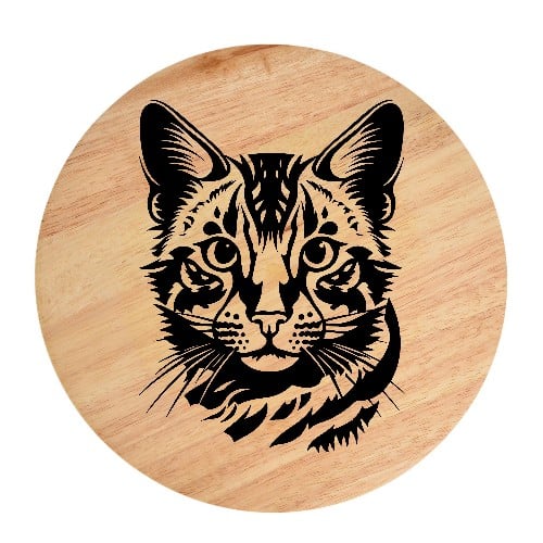 Tablou gravat pe lemn, pisica rasa  'Toyger 1'