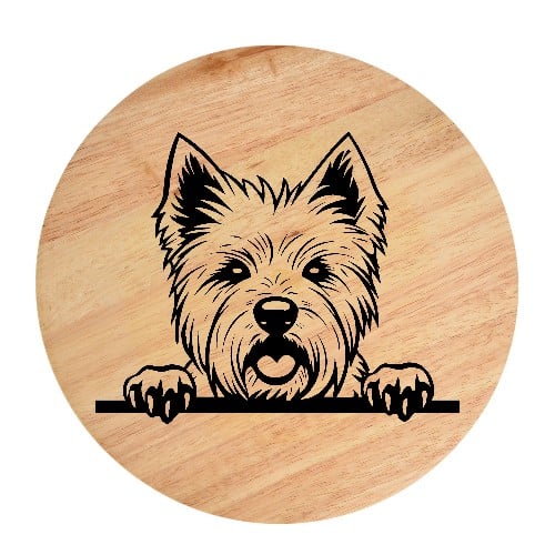 Tablou gravat pe lemn, caine rasa 'WEST HIGHLAND WHITE TERRIER'