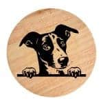 Tablou gravat pe lemn, caine rasa 'WHIPPET'