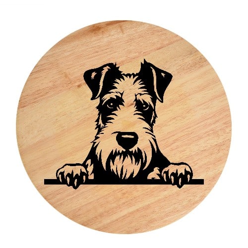 Tablou gravat pe lemn, caine rasa 'WIREFOX TERRIER'