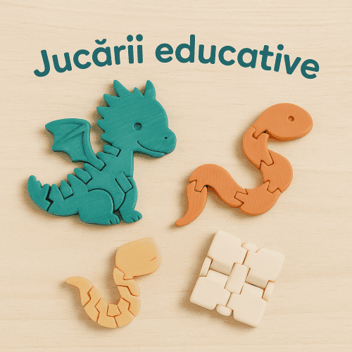 Jucării educative din lemn pentru copii, dragoni, șerpi și puzzleuri, dezvoltare și distracție pentru cei mici.