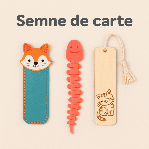 Rățară de lemn și semne de carte cu motan și șiret, jucării și accesorii pentru copii, idei creative pentru lectură.