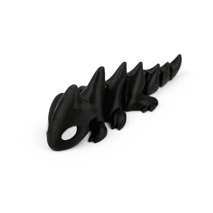Silnic de jucărie din cauciuc în forma de dragon negru, pentru jocuri și activități creative.