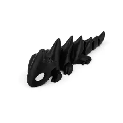 Silnic de jucărie din cauciuc în forma de dragon negru, pentru jocuri și activități creative.