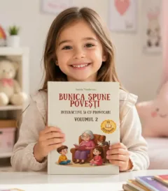 Povești interactive pentru copii, inclusiv "Bunica Spune Povești Volumul 2" cu ilustrații și povești.